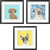 Framed 'Parlor Pooches 3 Piece Framed Art Print Set' border=