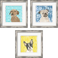 Framed 'Parlor Pooches 3 Piece Framed Art Print Set' border=