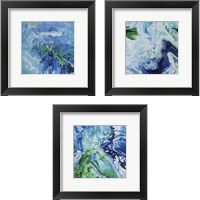 Framed 'Blue Lagoon Abstract 3 Piece Framed Art Print Set' border=