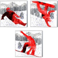 Framed 'Extreme Snowboarder 3 Piece Canvas Print Set' border=