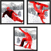 Framed 'Extreme Snowboarder 3 Piece Framed Art Print Set' border=