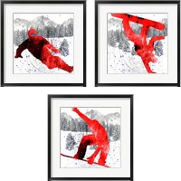 Framed 'Extreme Snowboarder 3 Piece Framed Art Print Set' border=