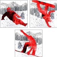 Framed 'Extreme Snowboarder 3 Piece Art Print Set' border=