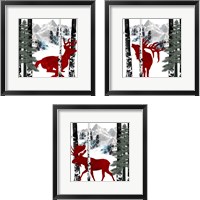 Framed Winter Wildlife 3 Piece Framed Art Print Set