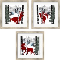 Framed 'Winter Wildlife 3 Piece Framed Art Print Set' border=