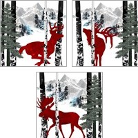 Framed 'Winter Wildlife 3 Piece Art Print Set' border=