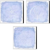 Framed 'Blue Sealife 3 Piece Canvas Print Set' border=