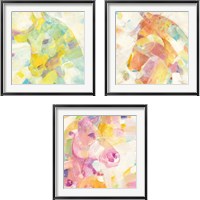 Framed 'Kaleidoscope Horse 3 Piece Framed Art Print Set' border=