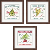 Framed 'Veggie Market  3 Piece Framed Art Print Set' border=