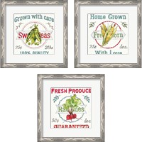 Framed 'Veggie Market  3 Piece Framed Art Print Set' border=