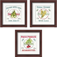 Framed 'Veggie Market  3 Piece Framed Art Print Set' border=