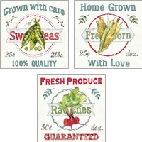 Framed Veggie Market  3 Piece Art Print Set