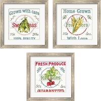 Framed 'Veggie Market  3 Piece Framed Art Print Set' border=