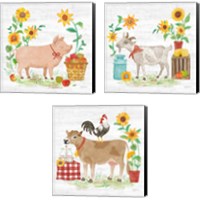 Framed 'Farm Market  3 Piece Canvas Print Set' border=