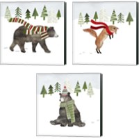 Framed 'Woodland Christmas 3 Piece Canvas Print Set' border=