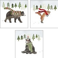 Framed 'Woodland Christmas 3 Piece Art Print Set' border=