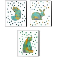 Framed Polka Dot Watercolor Animals 3 Piece Canvas Print Set