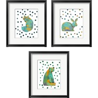 Framed Polka Dot Watercolor Animals 3 Piece Framed Art Print Set