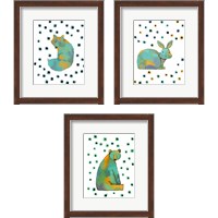 Framed 'Polka Dot Watercolor Animals 3 Piece Framed Art Print Set' border=