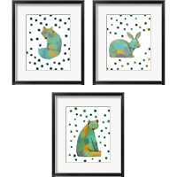 Framed Polka Dot Watercolor Animals 3 Piece Framed Art Print Set