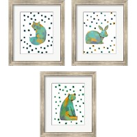 Framed 'Polka Dot Watercolor Animals 3 Piece Framed Art Print Set' border=