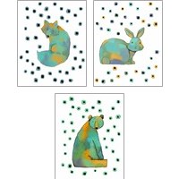 Framed 'Polka Dot Watercolor Animals 3 Piece Art Print Set' border=