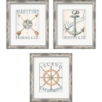 Framed Floursack Nautical  3 Piece Framed Art Print Set
