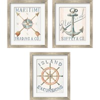 Framed Floursack Nautical  3 Piece Framed Art Print Set