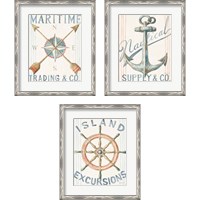 Framed 'Floursack Nautical  3 Piece Framed Art Print Set' border=