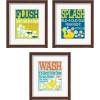 Framed 'Ocean Bubble Friends 3 Piece Framed Art Print Set' border=