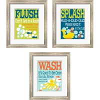 Framed 'Ocean Bubble Friends 3 Piece Framed Art Print Set' border=