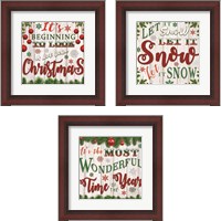 Framed 'Christmas 3 Piece Framed Art Print Set' border=