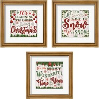 Framed 'Christmas 3 Piece Framed Art Print Set' border=