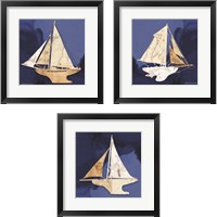 Framed Sailboat Blue 3 Piece Framed Art Print Set