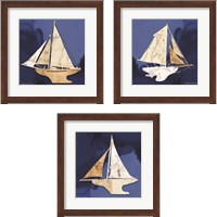 Framed Sailboat Blue 3 Piece Framed Art Print Set