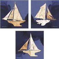 Framed Sailboat Blue 3 Piece Art Print Set