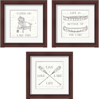 Framed 'Lake Sketches  3 Piece Framed Art Print Set' border=