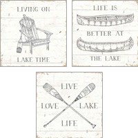 Framed 'Lake Sketches  3 Piece Art Print Set' border=