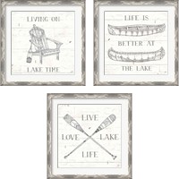 Framed 'Lake Sketches  3 Piece Framed Art Print Set' border=