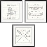 Framed 'Lake Sketches  3 Piece Framed Art Print Set' border=