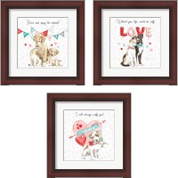 Framed 'Paws of Love 3 Piece Framed Art Print Set' border=