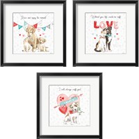 Framed 'Paws of Love 3 Piece Framed Art Print Set' border=