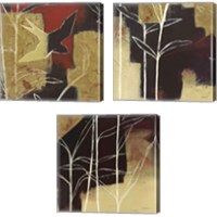 Framed 'Sun Stems Tile 3 Piece Canvas Print Set' border=