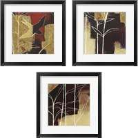 Framed 'Sun Stems Tile 3 Piece Framed Art Print Set' border=