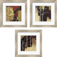 Framed 'Sun Stems Tile 3 Piece Framed Art Print Set' border=