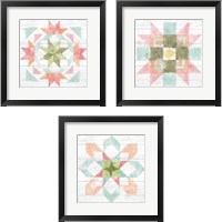 Framed 'Pastel Flower Market 3 Piece Framed Art Print Set' border=