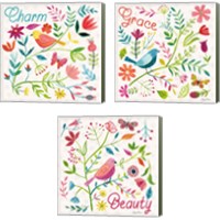 Framed 'Budding Beauty 3 Piece Canvas Print Set' border=