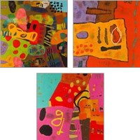 Framed 'Conversations in the Abstract 3 Piece Art Print Set' border=
