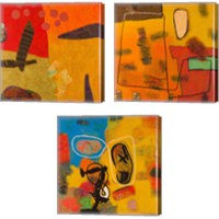 Framed 'Conversations in the Abstract 3 Piece Canvas Print Set' border=
