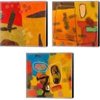 Framed 'Conversations in the Abstract 3 Piece Canvas Print Set' border=